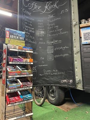 Cliff bars and menu at Kelsall Cycles in Tarporley