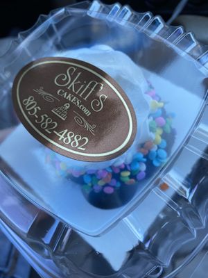 Chocolate cake, whipping topping, rainbow sprinkles  at Skiff's Cakes in Simi Valley