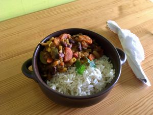Veg & bean stew with rice  at Schronisko PTTK Przysłop in Wisla