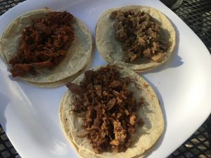 three different vegan meat tacos at Verde Limón in Manzanillo
