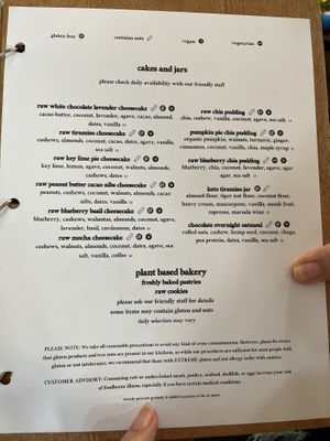 Dessert menu   at Green Zebra Cafe - Main St in Sarasota