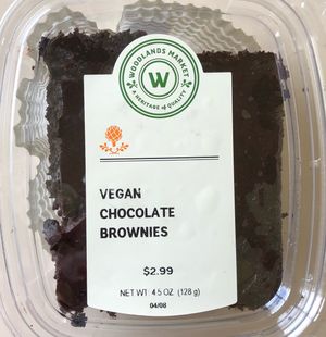 Moist, dense, chunky vegan brownie! at Woodlands Market in Kentfield