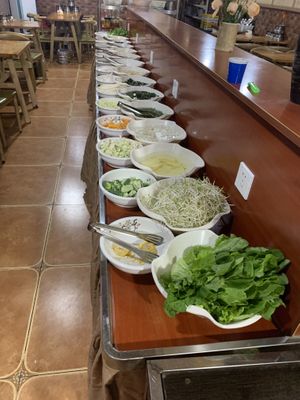 DIY Hotpot ingredients (vegetables, noodles, tofu)   at Vegan Impression 素食印象 in Chengdu