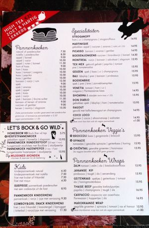 Menukaart at De Konijnenberg in Heemstede