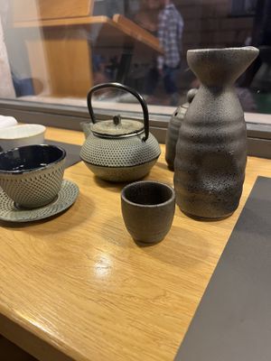 Warm green tea and warm sake  at Maguro in Zadar