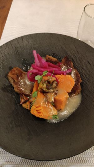 Seitan with lemon sauce at Ca n'Ela Vegan Restaurant in Mallorca