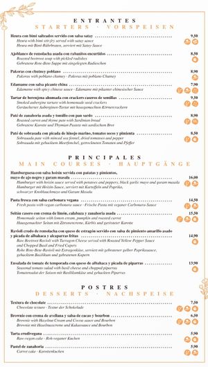 Menu (correct as of 13/09/21) at Ca n'Ela Vegan Restaurant in Mallorca