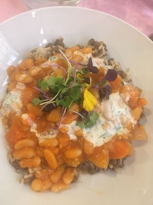 Bean and lentil timbale at Ca n'Ela Vegan Restaurant in Mallorca