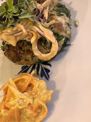 Beans rice And Spinach burger   at Ca n'Ela Vegan Restaurant in Mallorca