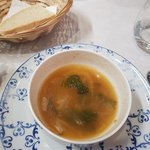 Spring vegetable soup at Ca n'Ela Vegan Restaurant in Mallorca