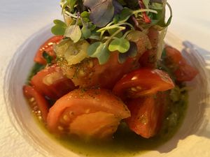 Tomato salad   at Ca n'Ela Vegan Restaurant in Mallorca