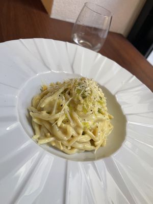Carbonara  at Ca n'Ela Vegan Restaurant in Mallorca