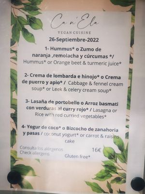 Tagesmenü at Ca n'Ela Vegan Restaurant in Mallorca