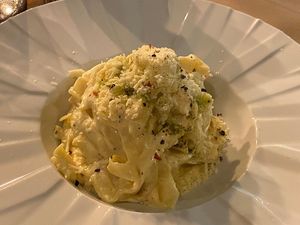 Pasta carbonara  at Ca n'Ela Vegan Restaurant in Mallorca