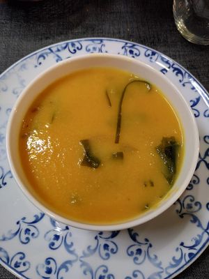 Soup at Ca n'Ela Vegan Restaurant in Mallorca