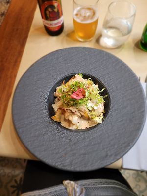 Homemade seitan at Ca n'Ela Vegan Restaurant in Mallorca