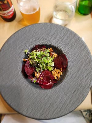 Rau beetroot Ravioli at Ca n'Ela Vegan Restaurant in Mallorca