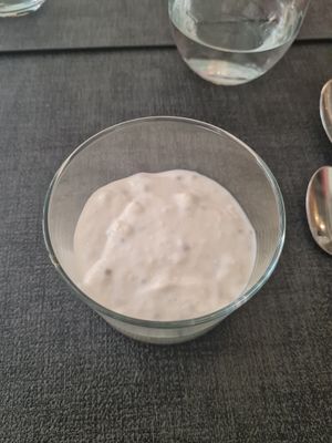 Dessert: lemon and vanilla cream pot at Ca n'Ela Vegan Restaurant in Mallorca