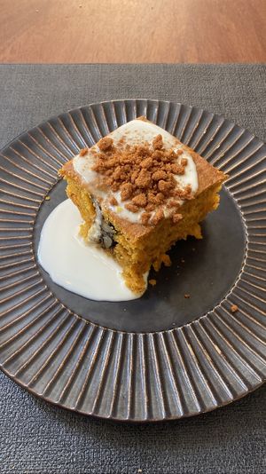 Dessert: Cinnamon cake. So damn tasty   at Ca n'Ela Vegan Restaurant in Mallorca