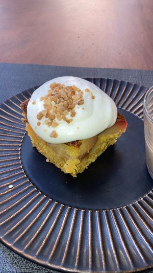 Apple and plum cake   at Ca n'Ela Vegan Restaurant in Mallorca