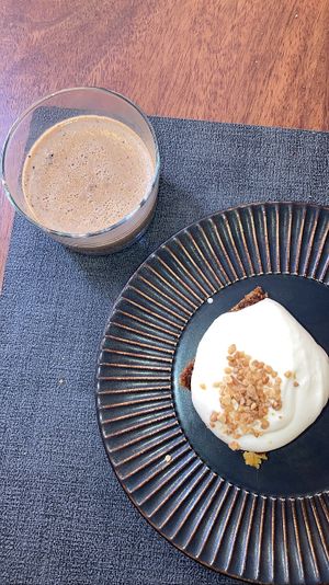 Apple and plum cake. Carob pudding. Got a free second dessert 🍰  at Ca n'Ela Vegan Restaurant in Mallorca