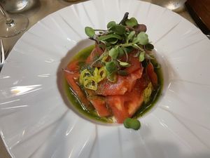 Tomatensalat mit cashew Basilikum Käse  at Ca n'Ela Vegan Restaurant in Mallorca