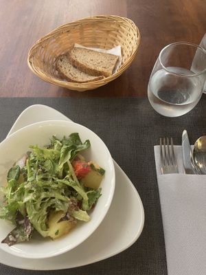 Potato salad  at Ca n'Ela Vegan Restaurant in Mallorca