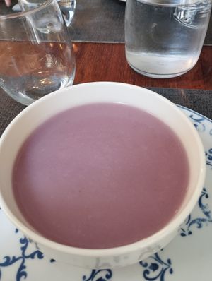Red cabbage soup at Ca n'Ela Vegan Restaurant in Mallorca