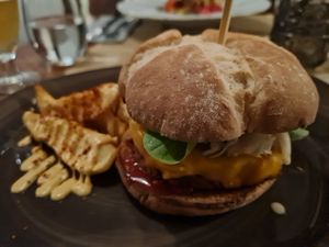 Burger at Ca n'Ela Vegan Restaurant in Mallorca