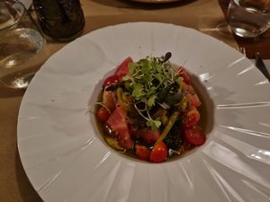 Tomatoes salad at Ca n'Ela Vegan Restaurant in Mallorca
