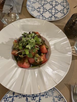 Tomato salad ! Yum   at Ca n'Ela Vegan Restaurant in Mallorca