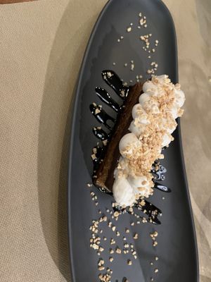 Kinder bueno cake - a must have !!!!  at Ca n'Ela Vegan Restaurant in Mallorca