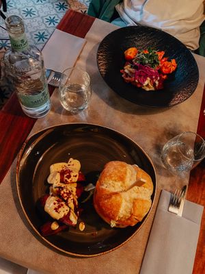 Ordered dishes. at Ca n'Ela Vegan Restaurant in Mallorca