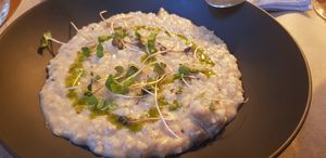 Creamy rice with mushrooms and shiitake at Ca n'Ela Vegan Restaurant in Mallorca
