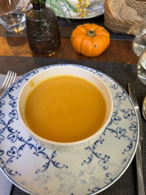 Pumpkin and fennel soup  at Ca n'Ela Vegan Restaurant in Mallorca