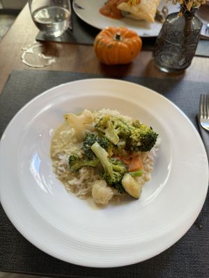 Rice and vegetables curry  at Ca n'Ela Vegan Restaurant in Mallorca