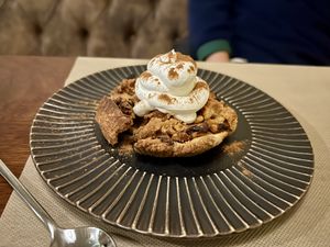 Apple pie desert  at Ca n'Ela Vegan Restaurant in Mallorca