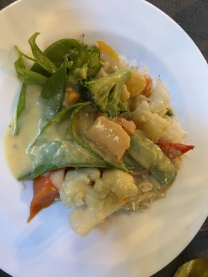 Curried vegetables   at Ca n'Ela Vegan Restaurant in Mallorca