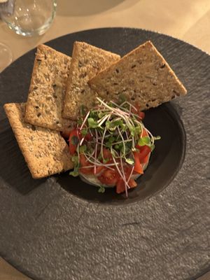 Vegan aubergine tartar  at Ca n'Ela Vegan Restaurant in Mallorca