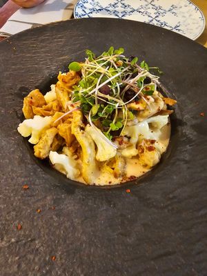 Heura with ghost broccoli and stuff at Ca n'Ela Vegan Restaurant in Mallorca