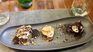 Dessert platter. The carrot was the bestt  at Ca n'Ela Vegan Restaurant in Mallorca