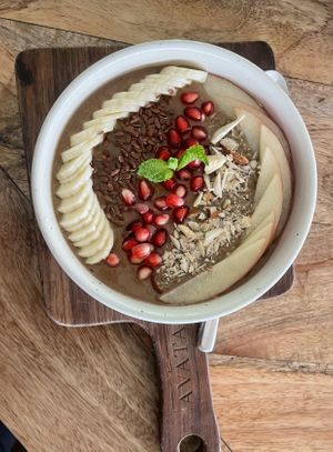 Vegan cocoa smoothie bowl   at Nourish by Avata in Kathmandu