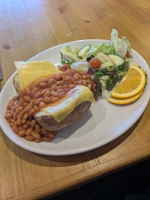 Vegan cheese and beans potato at The Bothy in Braemar