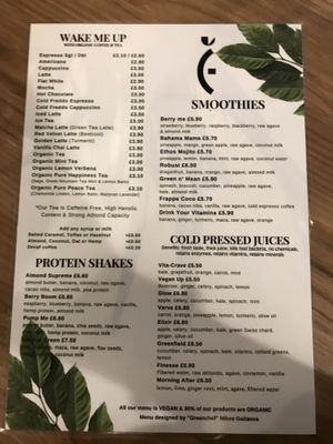 Drinks menu  at Nomas in Macclesfield