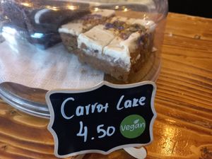Vegan carrot cake at Nomas in Macclesfield