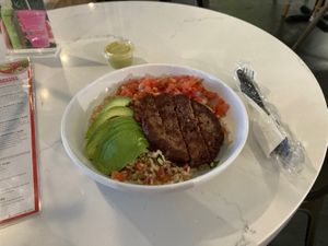 Healthy Burger Bowl  at Carrot Express in Boca Raton