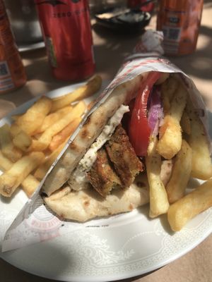 Vegan Pita with falafel and hummus   at Pheidias Grill House in Olympia