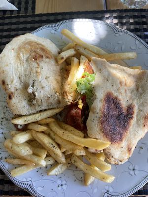 Falafel Wrap mit Pommes  at Pheidias Grill House in Olympia