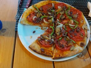 Vegan pizza at Pheidias Grill House in Olympia