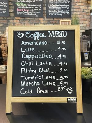Drinks menu at Palmer's Nutritious You in Sarasota